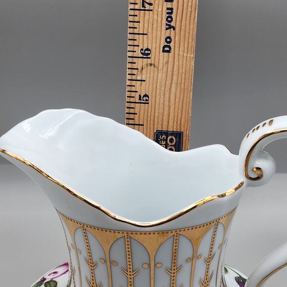 Vintage Royal Danube 5" Creamer Footed Floral Gold Trim Victorian Elegant Dinner - Picture 14 of 16